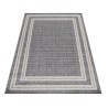 Outdoor patio rug, sisal rug with wicker look, grey with double border pattern