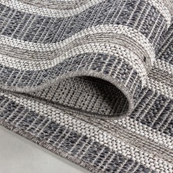 Outdoor patio rug, sisal rug with wicker look, grey with double border pattern