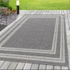 Outdoor patio rug, sisal rug with wicker look, grey with double border pattern