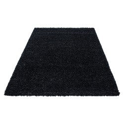 Alfombra peluda, pelo largo, monocolor, altura del pelo 5 cm, color antracita