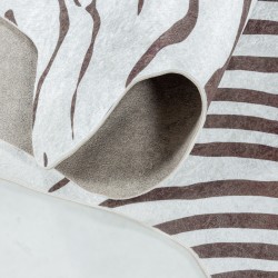 Washable rug, imitation cowhide, brown and white color, rug for the living room