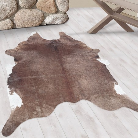 Washable rug, imitation cowhide, brown color, rug for the living room