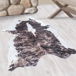 Washable rug, imitation cowhide, abstract brown color, living room rug, suede backing