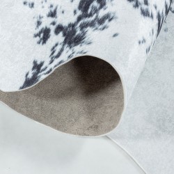 Tappeto lavabile, finta pelle di mucca, nero, tappeto da soggiorno, retro in pelle scamosciata