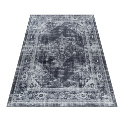 Alfombra antideslizante lavable a máquina clásica Orient Vintage negra y gris