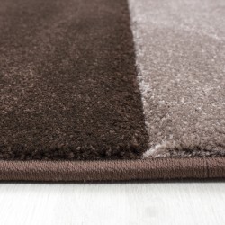 Designer rug Moderne Plaid lijnen patroon contour gesneden Bruin Beige crème