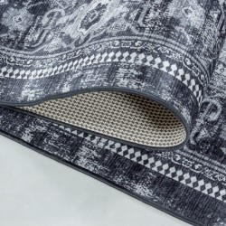 Classic Orient Vintage Black Grey Machine Washable Non-Slip Rug