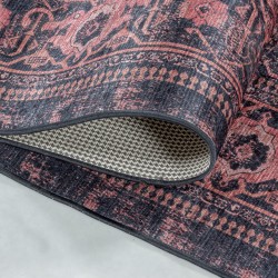 Klasik, makinede yıkanabilir, kaymaz halı, Orient Vintage tarzı, siyah ve kırmızı.