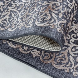 Klassischer, maschinenwaschbarer, rutschfester Teppich, Orient Vintage Schwarz Gold