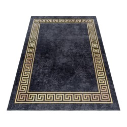 Tapis antidérapant lavable à la machine Orient Vintage Noir Gold
