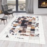 Tappeto antiscivolo, lavabile in lavatrice, patchwork beige e bianco