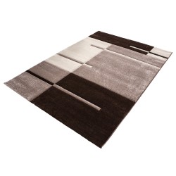 Designer rug Moderne Plaid lijnen patroon contour gesneden Bruin Beige crème