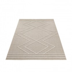 Alfombra de balcón para cocinas, terrazas, exteriores e interiores - Estampado geométrico de cuadros en zigzag - Beige crema