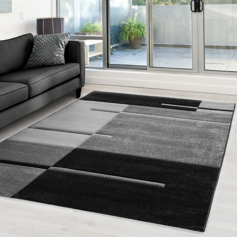 Tapis 3D moderne designe découpe de contour Hawaii 1310 GRIS