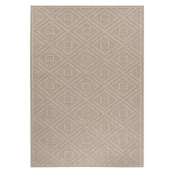 Geometrisch karierter Teppich für Balkone, Küchen, Terrassen, für den Innen- und Außenbereich, beige und braun