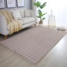 Tapis à poils longs, antidérapant, unicolore, couleur beige,doux et lavable, tapis salon, dos en coton