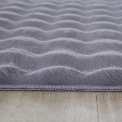 Tapis à poils longs, unicolore, antidérapant, couleur gris, doux et lavable,tapis salon, dos en coton