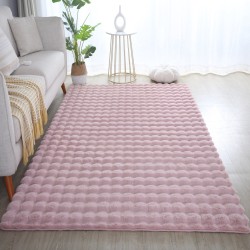 Tapis à poils longs, antidérapant, unicolore, couleur rose, doux et lavable,tapis salon, dos en coton