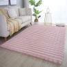 High-pile, non-slip, solid-color pink rug, soft and washable, living room rug, cotton backing