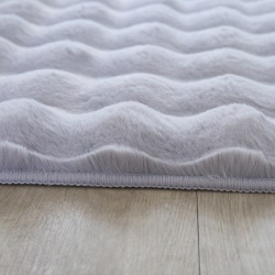 Tapis à poils longs, antidérapant, unicolore, couleur Argent, doux et lavable,tapis salon, dos en coton