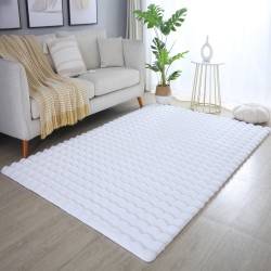 Tapis à poils longs, antidérapant, unicolore, couleur blanc, doux et lavable,tapis salon, dos en coton
