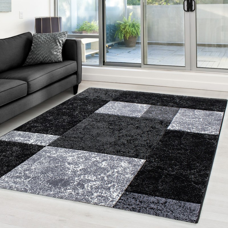 Modern 3D rug with contour cutout, Hawaii 1330 BLACK