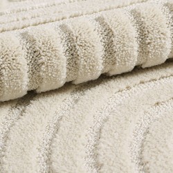 Alfombra peluda, estilo bohemio escandinavo, color crema, alfombra para salón, base de yute.