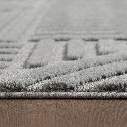 Alfombra peluda, estilo bohemio escandinavo, color plata, alfombra para sala de estar, base de yute.