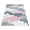 Tapis pour enfants, motif nuage, couleur rose, tapis pour chambre d'enfant, dos en jute