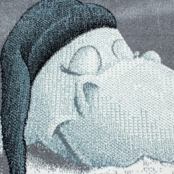 Kinderkleed met dinosauruspatroon, blauw, kleed voor de kinderkamer, jute achterkant