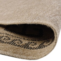 Outdoor rug, vintage design, black, suitable for patio, balcony, or kitchen, with a polypropylene backing