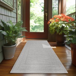 Grey Outdoor Rug, Weather and UV Resistant, Kitchen, Balcony, Terrace, Garden, Living and Dining Room, Single Color