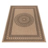 Outdoor rug, vintage design, black, suitable for patio, balcony, or kitchen, with a polypropylene backing