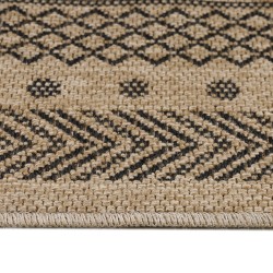 Outdoor rug, vintage design, black, suitable for patio, balcony, or kitchen, with a polypropylene backing