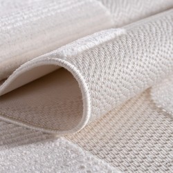 Short pile rug, 3D design, cream color, living room rug, fibrillated yarn backing