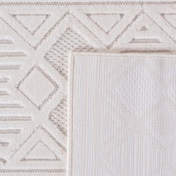 Short pile rug, 3D design, cream color, living room rug, fibrillated yarn backing