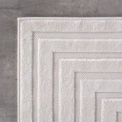 Alfombra de pelo corto, diseño 3D, color crema, alfombra para sala de estar, reverso de hilo fibrilado