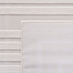 Short pile rug, 3D design, cream color, living room rug, fibrillated yarn backing