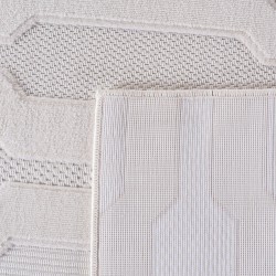 Short pile rug, 3D design, cream color, living room rug, fibrillated yarn backing