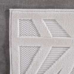 Short pile rug, 3D design, cream color, living room rug, fibrillated yarn backing