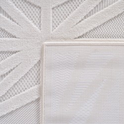 Kortluggig matta, 3D-design, krämfärgad, vardagsrumsmatta, splittrad garnbaksida