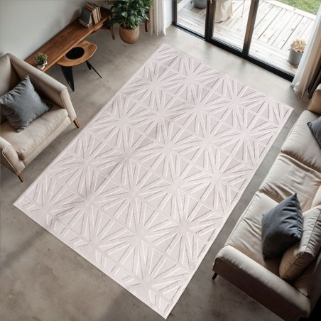 Tapis à poils courts,3D Design,Couleur crème,Tapis pour Salon,dos en fil fibrillé