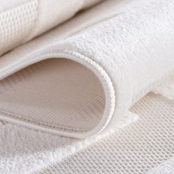 Alfombra de pelo corto, diseño 3D, color crema, alfombra para sala de estar, reverso de hilo fibrilado