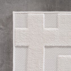 Kurzflorteppich, 3D-Design, cremefarben, Wohnzimmerteppich, Rückseite aus fibrilliertem Garn