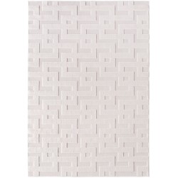 Short pile rug, 3D design, cream color, living room rug, fibrillated yarn backing