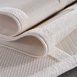 Short pile rug, 3D design, cream color, living room rug, fibrillated yarn backing