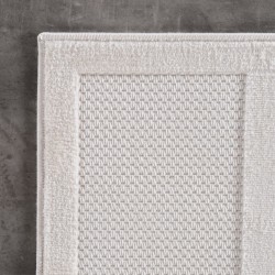 Short pile rug, 3D design, cream color, living room rug, fibrillated yarn backing