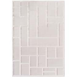 Short pile rug, 3D design, cream color, living room rug, fibrillated yarn backing