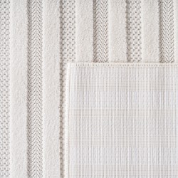 Short pile rug, 3D design, cream color, living room rug, fibrillated yarn backing