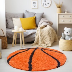 Children's rug, Basketball Design, Orange, Rug for Kids' Room, Jute Backing